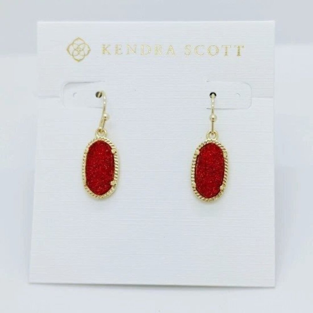 Kendra Scott Lee Gold Drop Earrings In Red Drusy